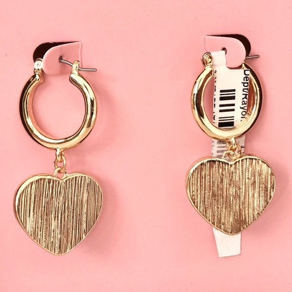 Juicy Couture Gold Tone Faux Pearl Heart Fashion Drop Earrings, New In Box - Picture 7 of 13